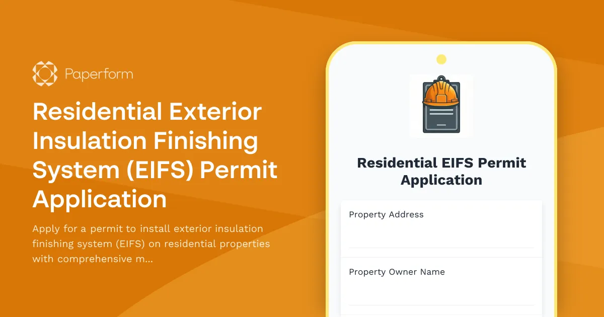 Residential Exterior Insulation Finishing System (EIFS) Permit Application