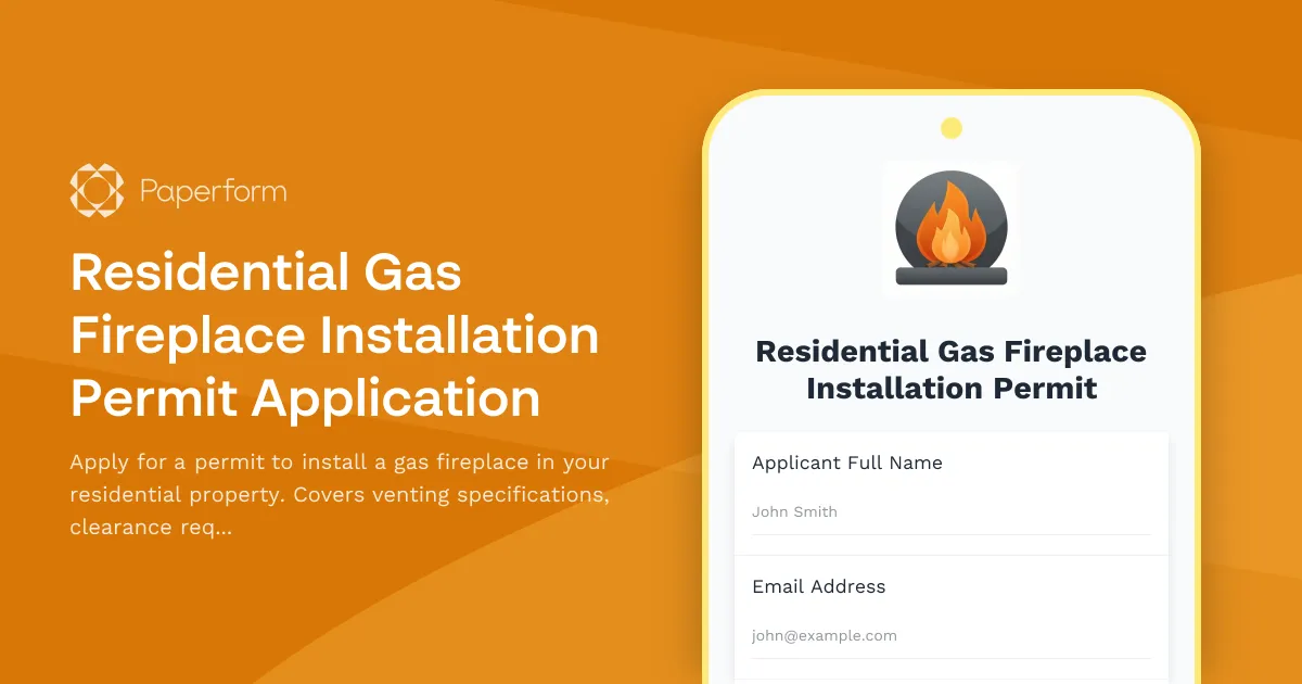 Residential Gas Fireplace Installation Permit Application