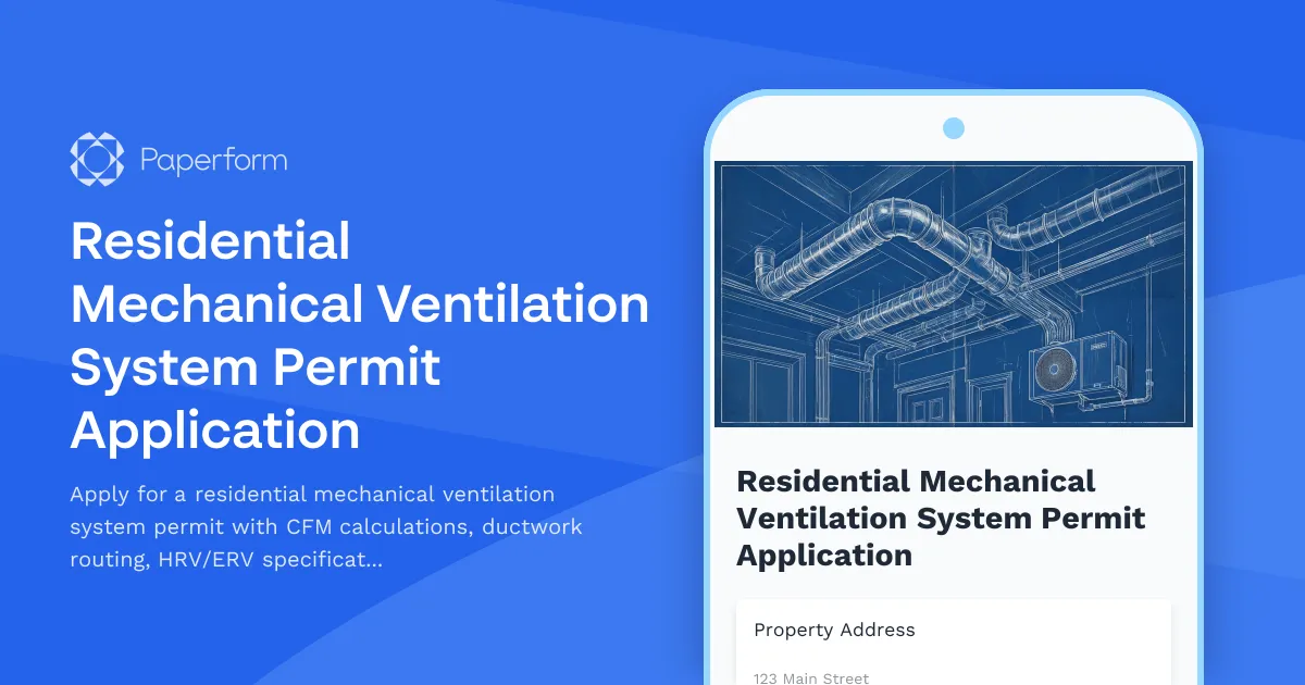 Residential Mechanical Ventilation System Permit Application