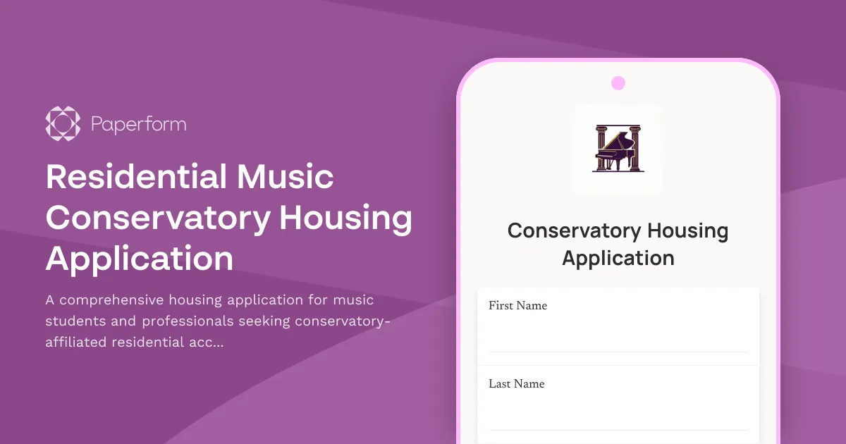 Residential Music Conservatory Housing Application
