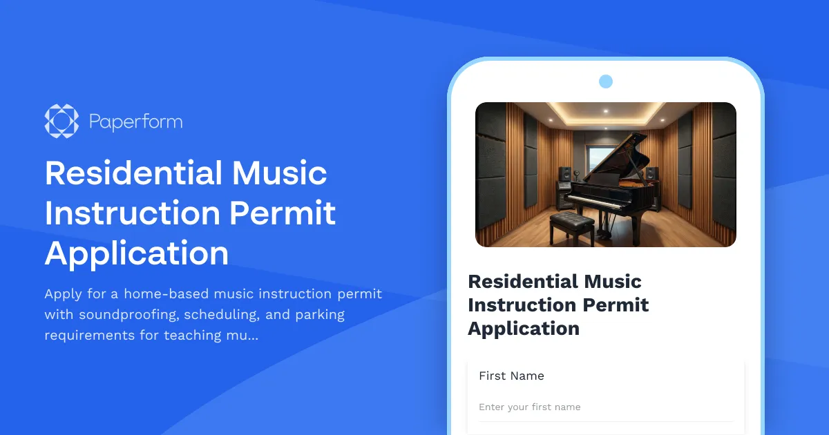 Residential Music Instruction Permit Application