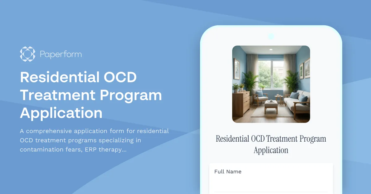 Residential OCD Treatment Program Application