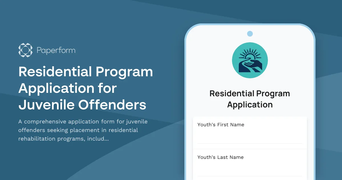Residential Program Application for Juvenile Offenders