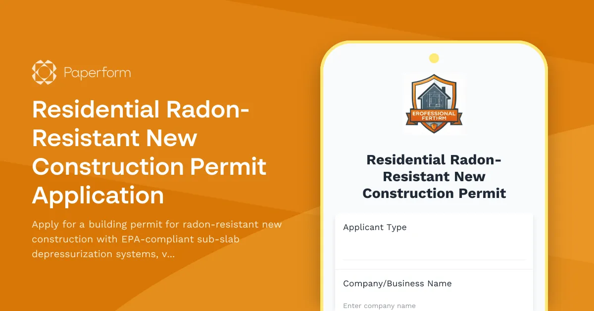 Residential Radon-Resistant New Construction Permit Application