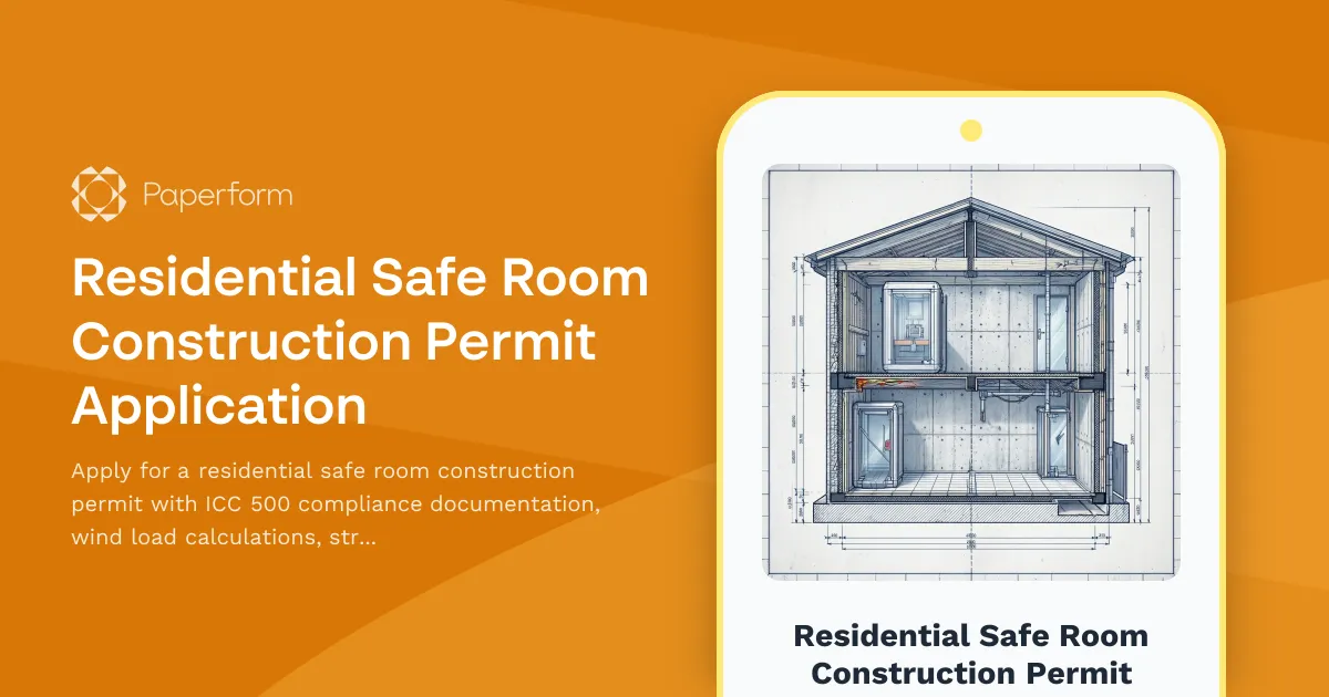 Residential Safe Room Construction Permit Application