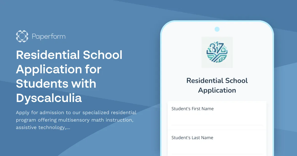 Residential School Application for Students with Dyscalculia