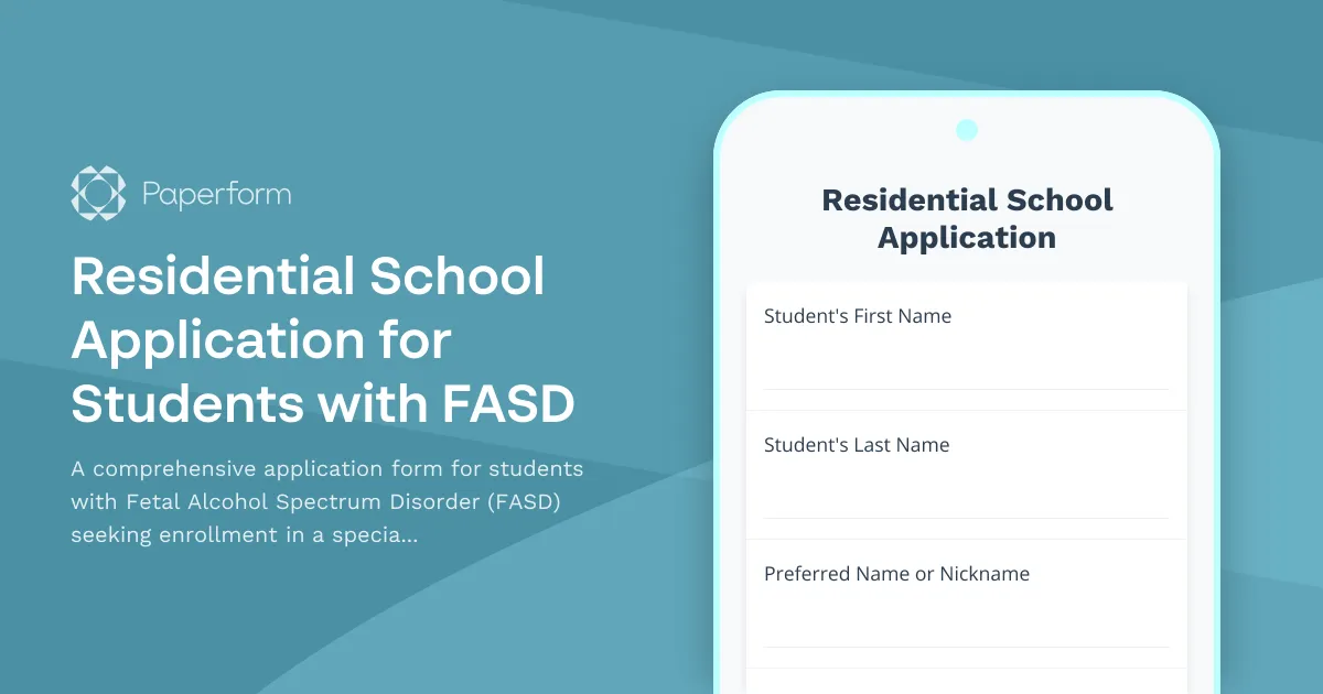 Residential School Application for Students with FASD