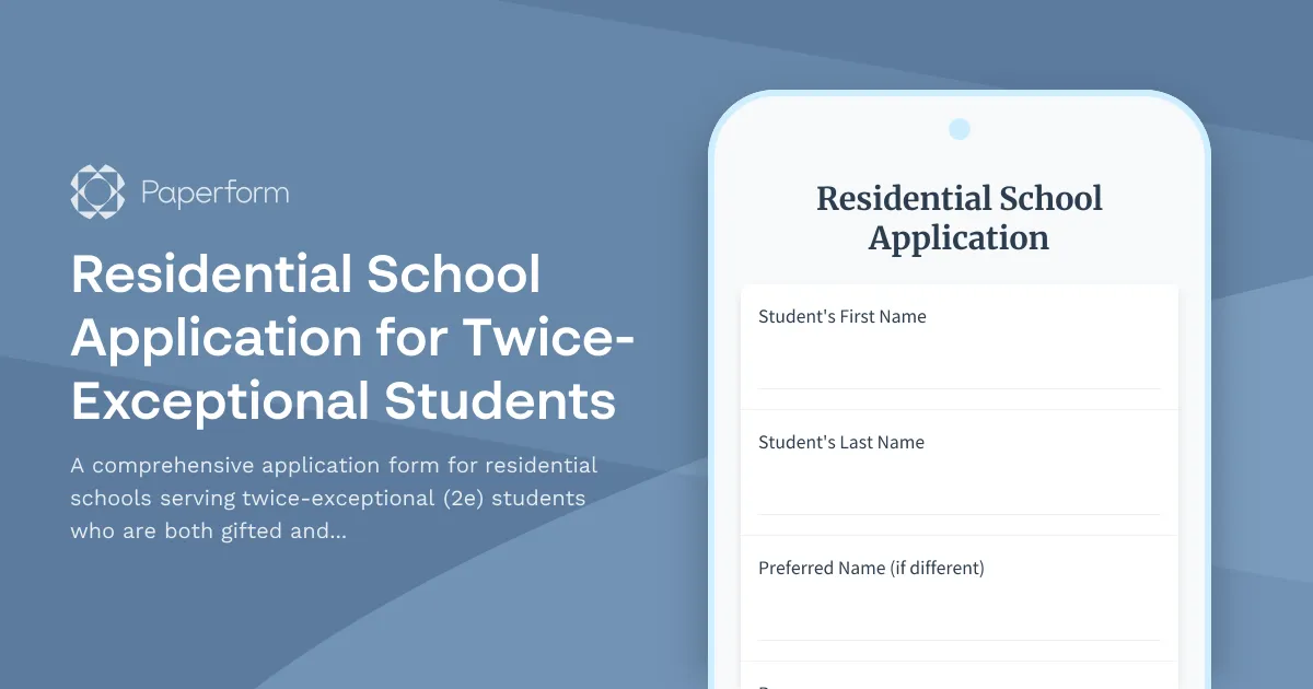 Residential School Application for Twice-Exceptional Students