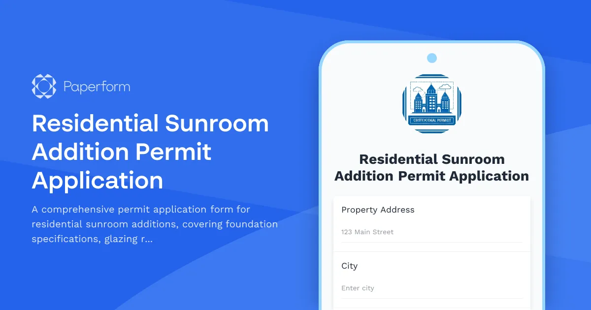 Residential Sunroom Addition Permit Application