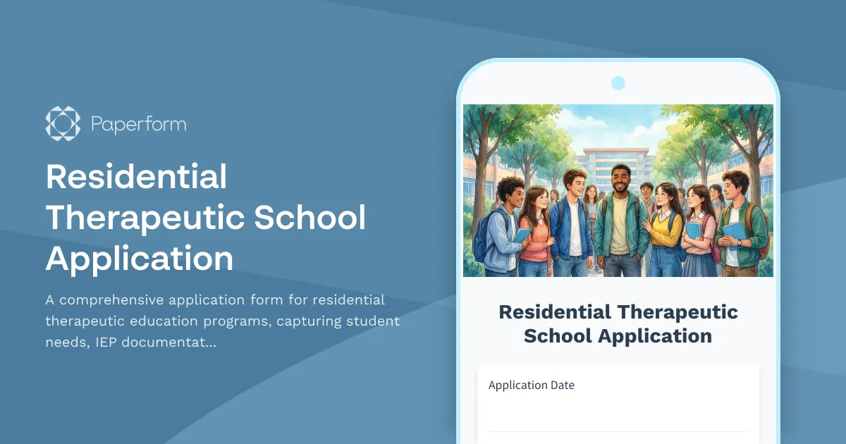 Residential Therapeutic School Application