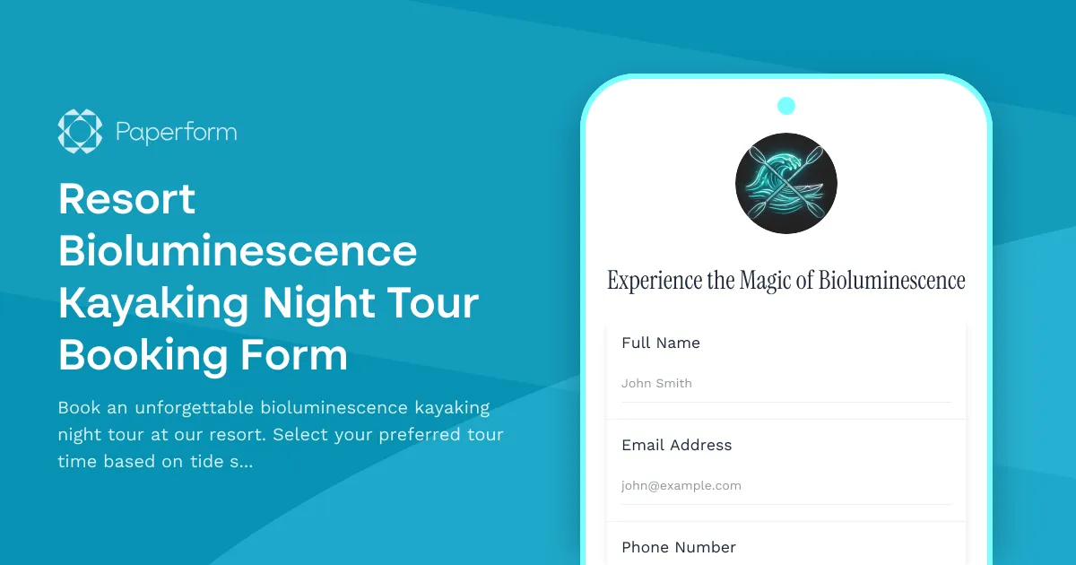 Resort Bioluminescence Kayaking Night Tour Booking Form