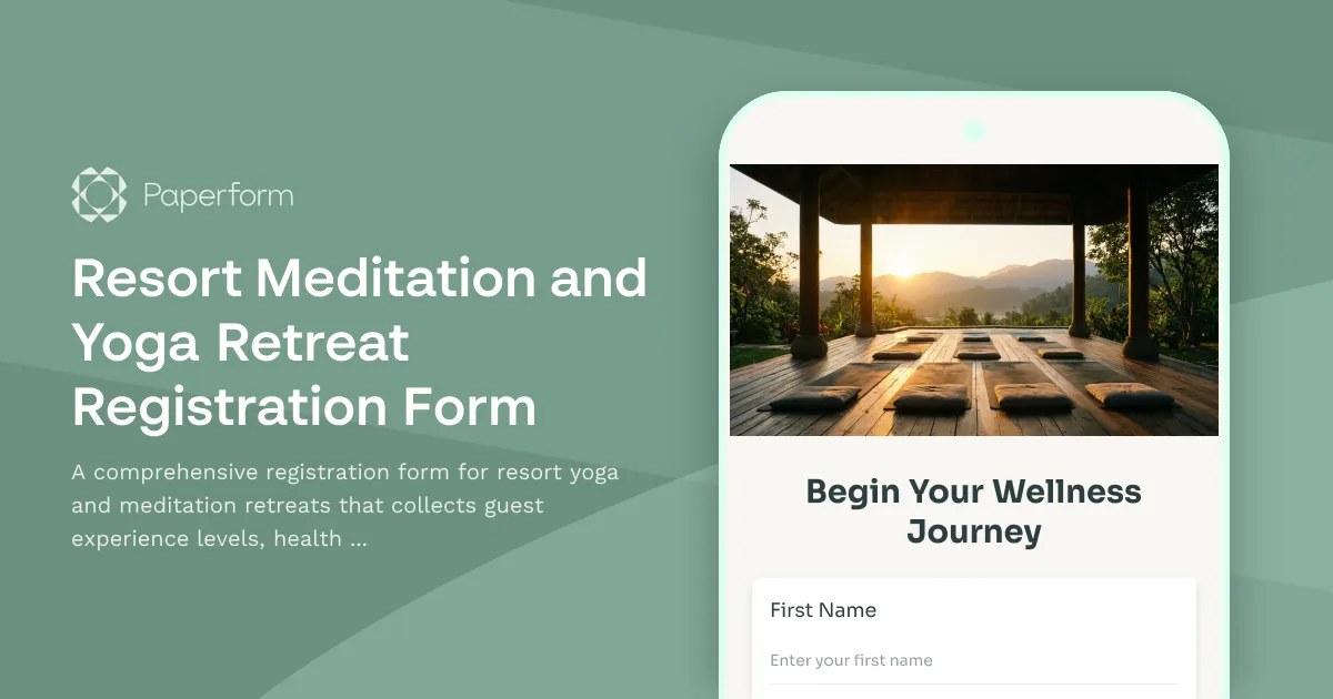 Resort Meditation and Yoga Retreat Registration Form