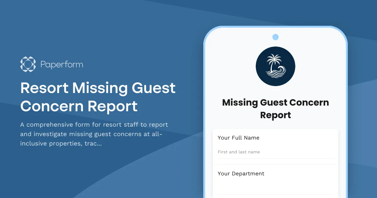 Resort Missing Guest Concern Report