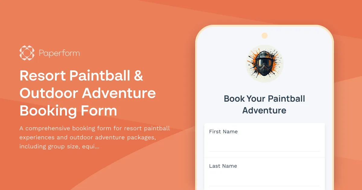 Resort Paintball & Outdoor Adventure Booking Form
