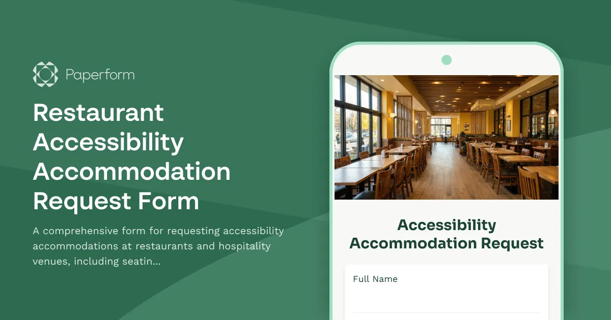 Restaurant Accessibility Accommodation Request Form