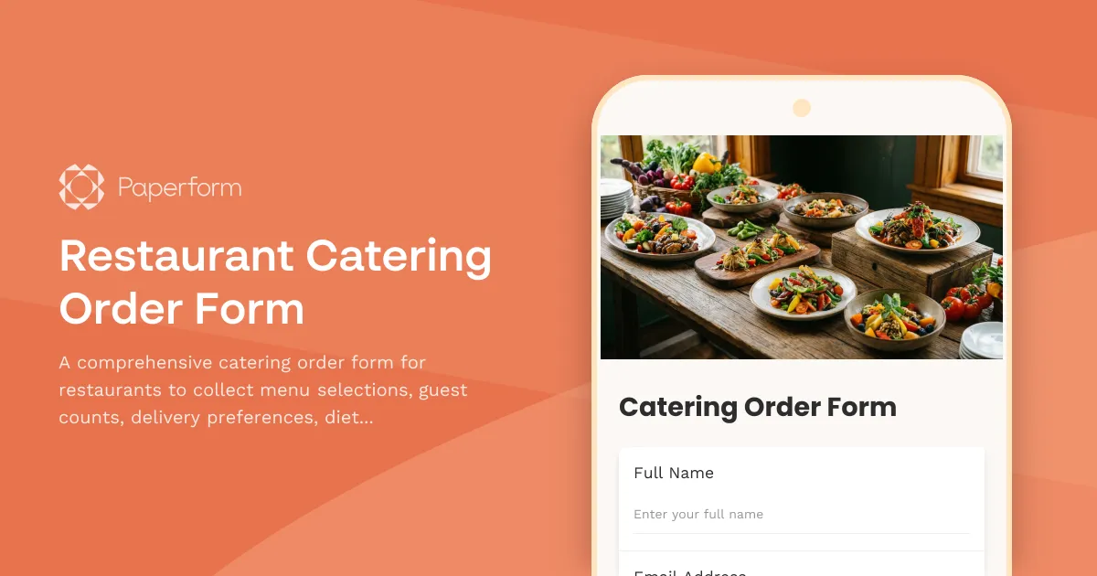 Restaurant Catering Order Form