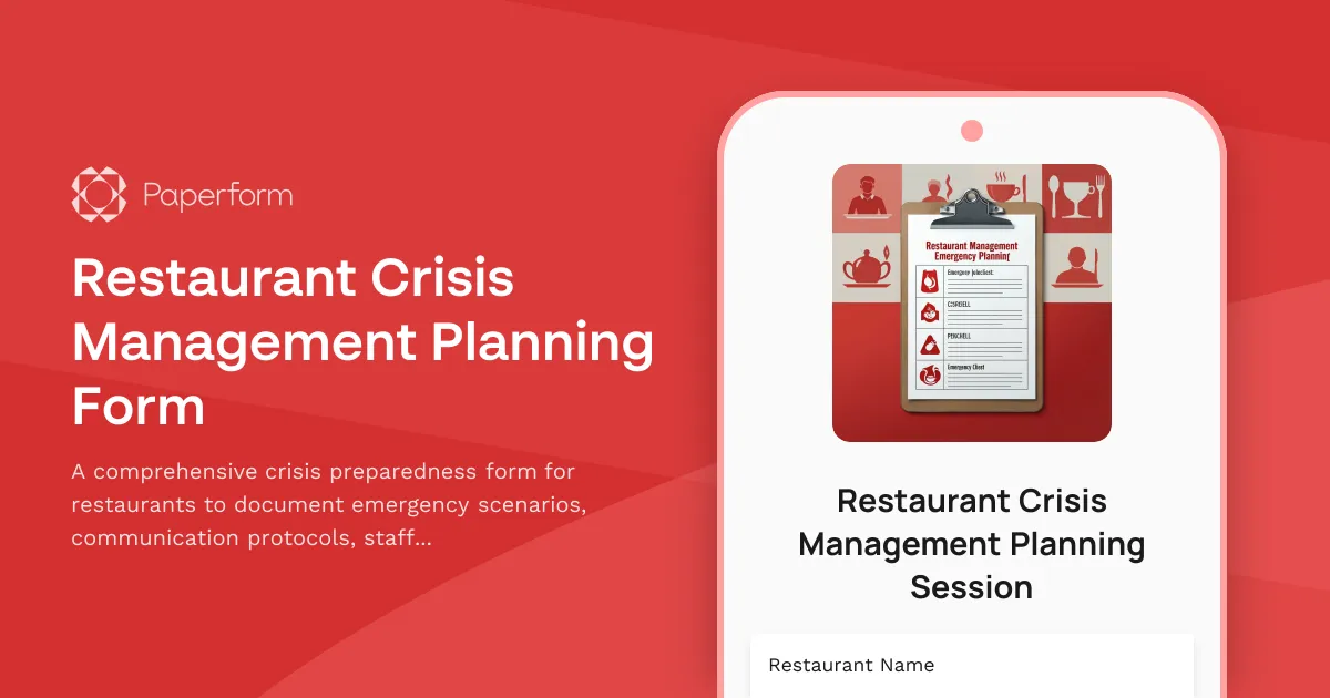 Restaurant Crisis Management Planning Form