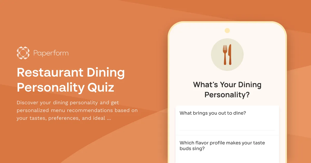 Restaurant Dining Personality Quiz