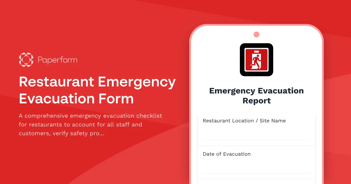 Restaurant Emergency Evacuation Form