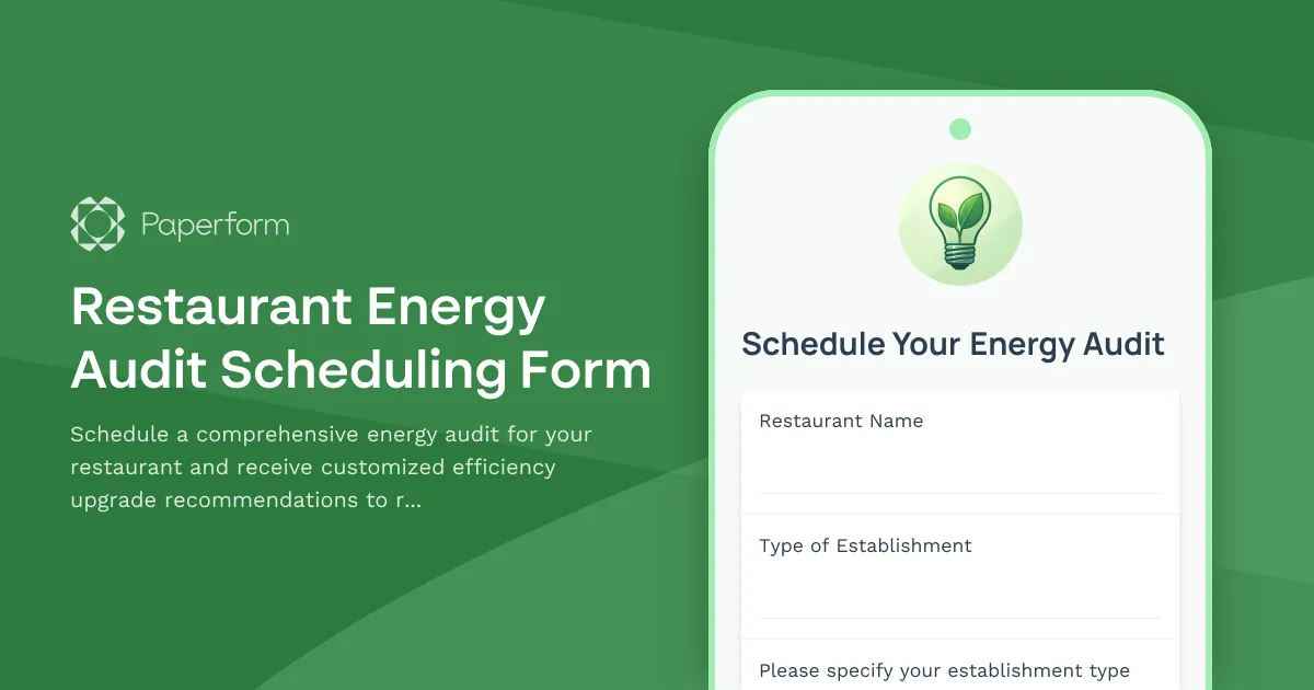 Restaurant Energy Audit Scheduling Form