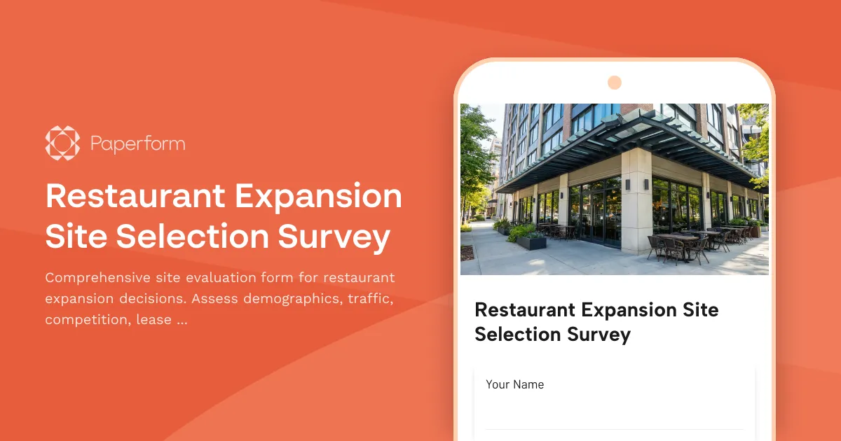 Restaurant Expansion Site Selection Survey