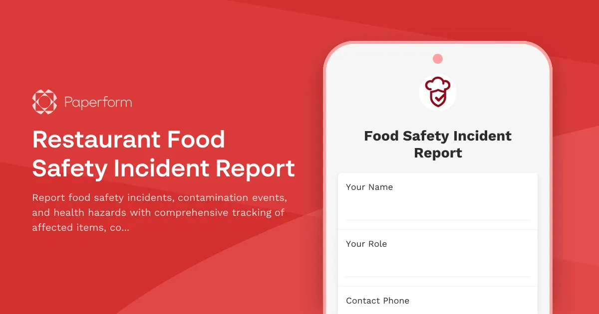 Restaurant Food Safety Incident Report