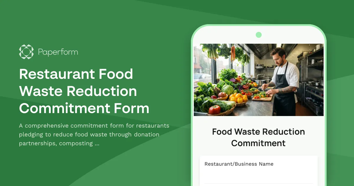 Restaurant Food Waste Reduction Commitment Form
