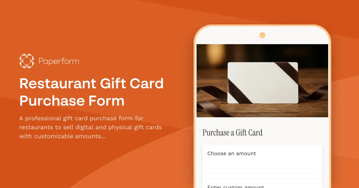 Restaurant Gift Card Purchase Form