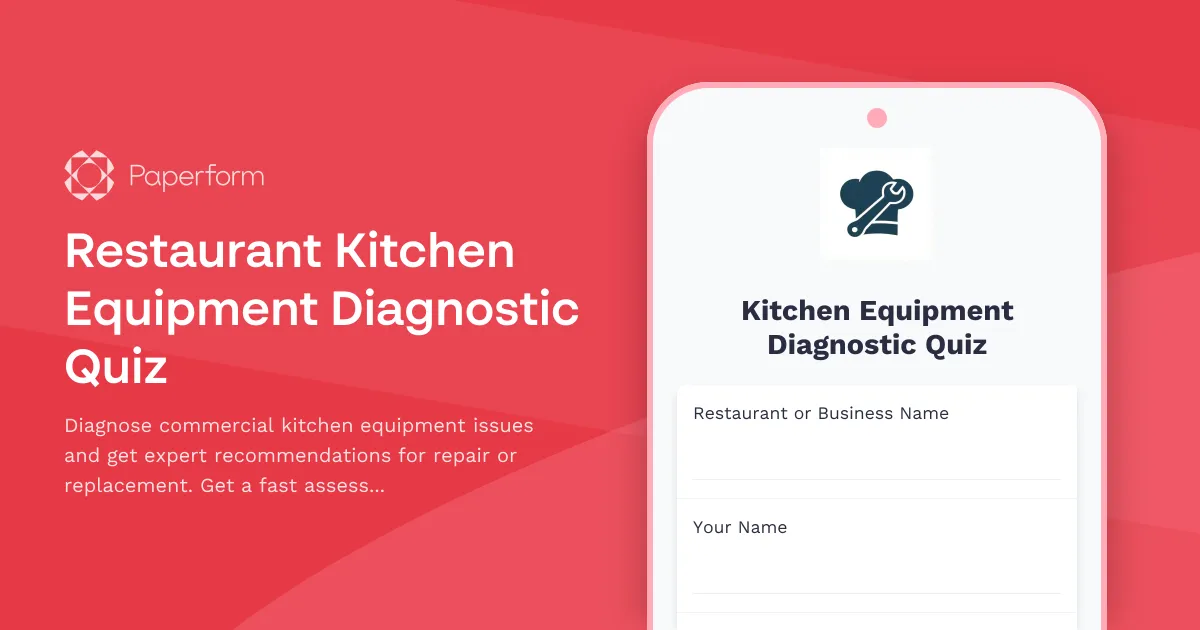 Restaurant Kitchen Equipment Diagnostic Quiz