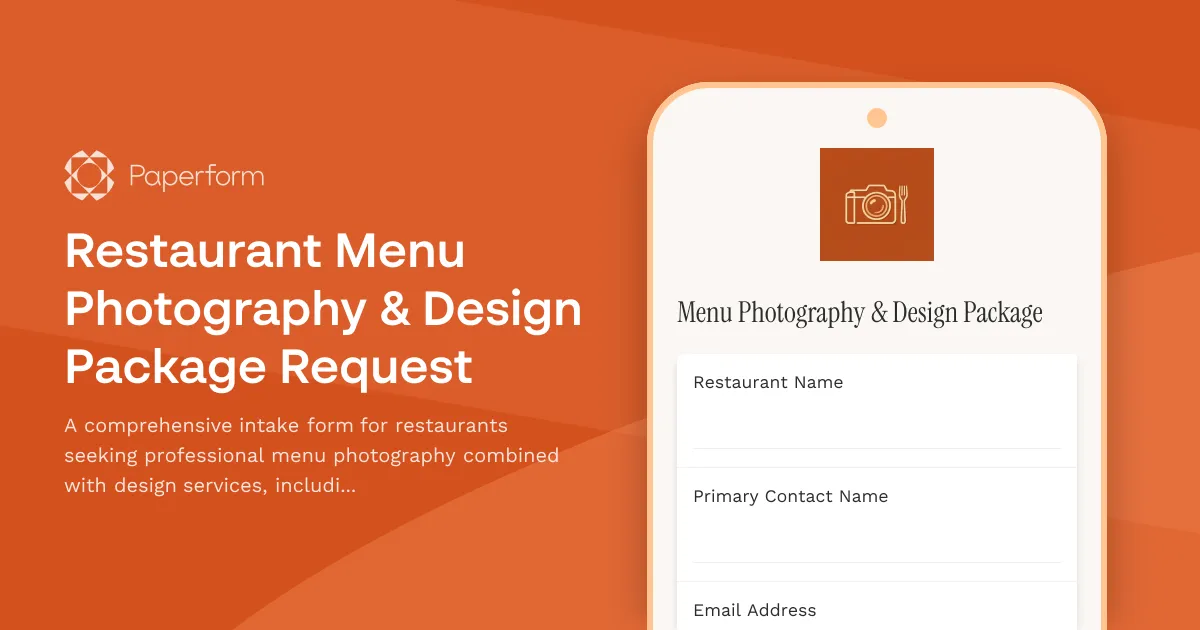 Restaurant Menu Photography & Design Package Request