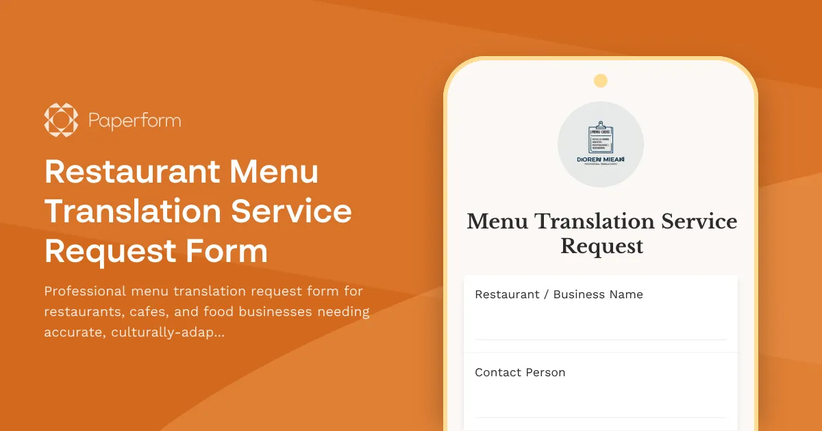 Restaurant Menu Translation Service Request Form