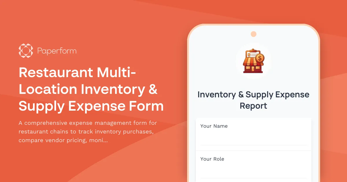 Restaurant Multi-Location Inventory & Supply Expense Form