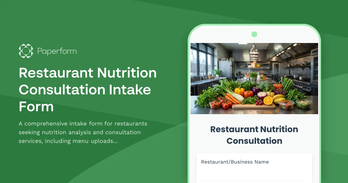 Restaurant Nutrition Consultation Intake Form