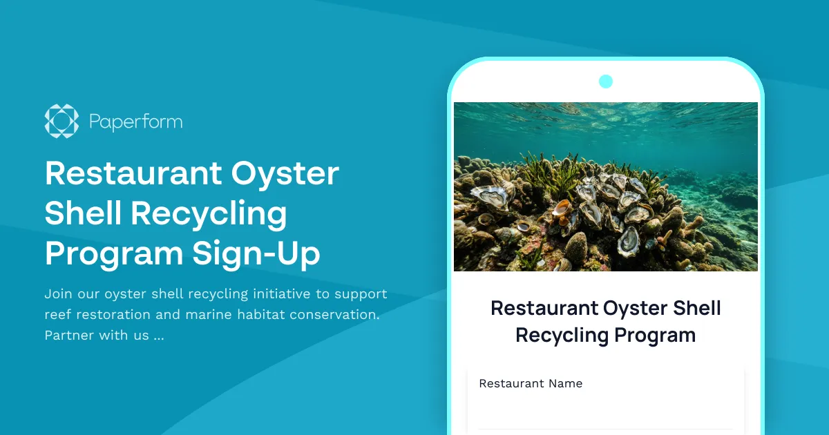Restaurant Oyster Shell Recycling Program Sign-Up