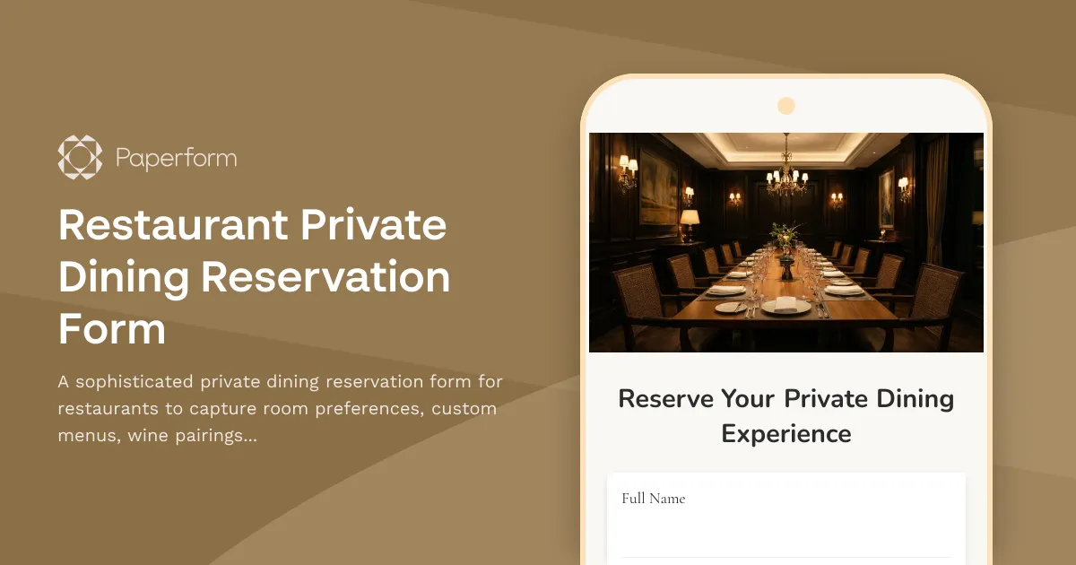 Restaurant Private Dining Reservation Form