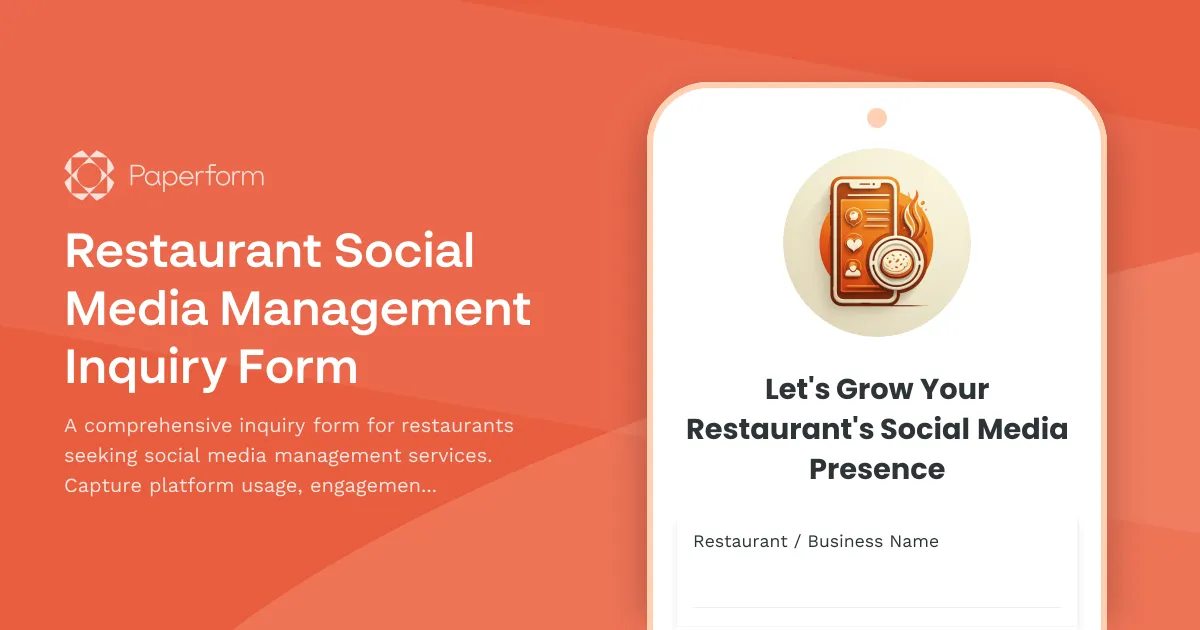 Restaurant Social Media Management Inquiry Form