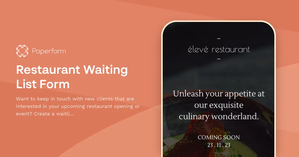 Restaurant Waiting List Form