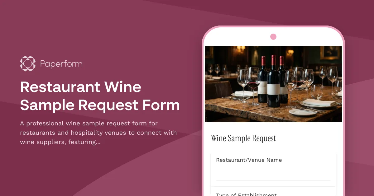 Restaurant Wine Sample Request Form