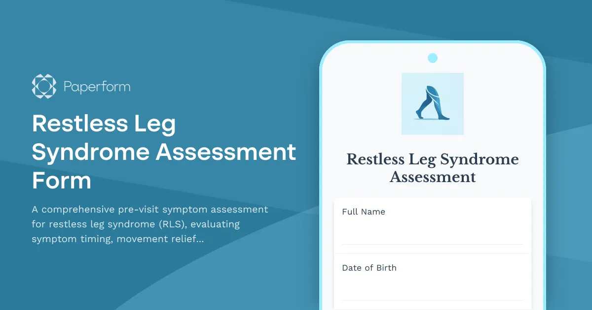 Restless Leg Syndrome Assessment Form