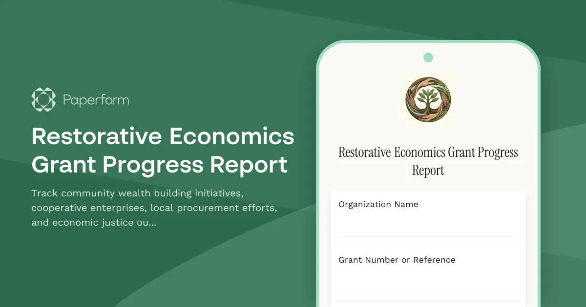 Restorative Economics Grant Progress Report