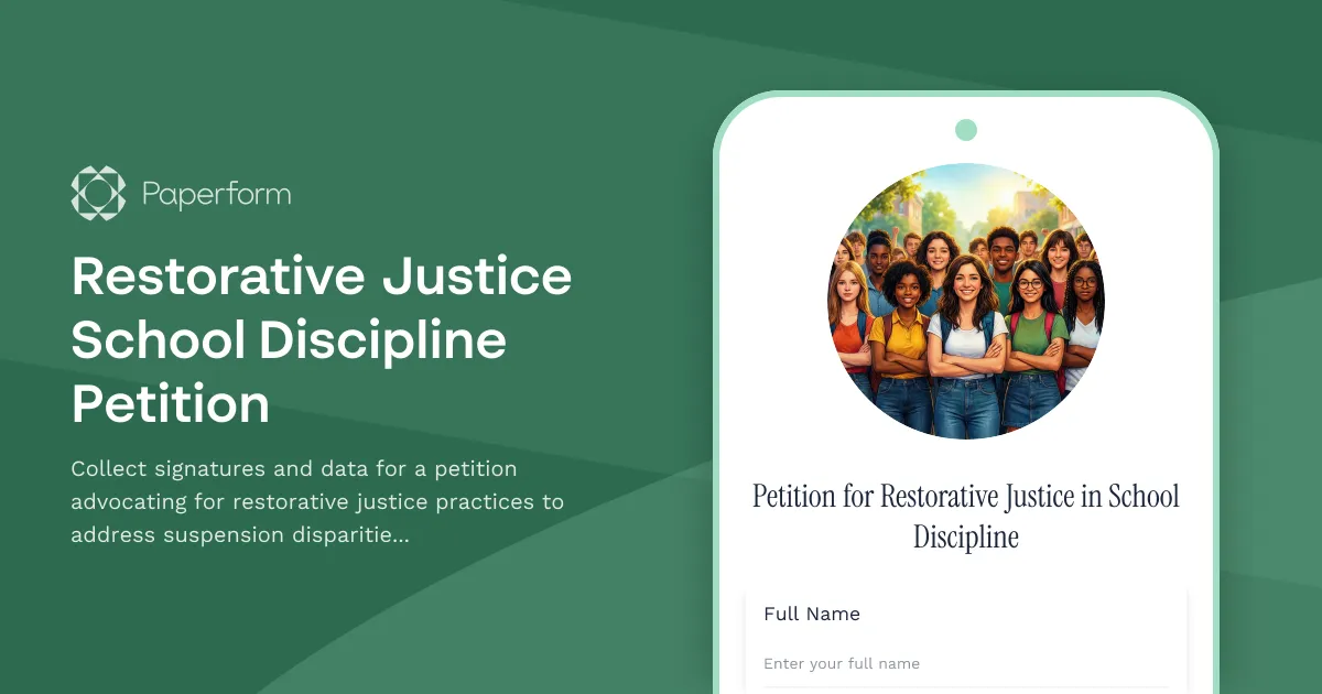 Restorative Justice School Discipline Petition