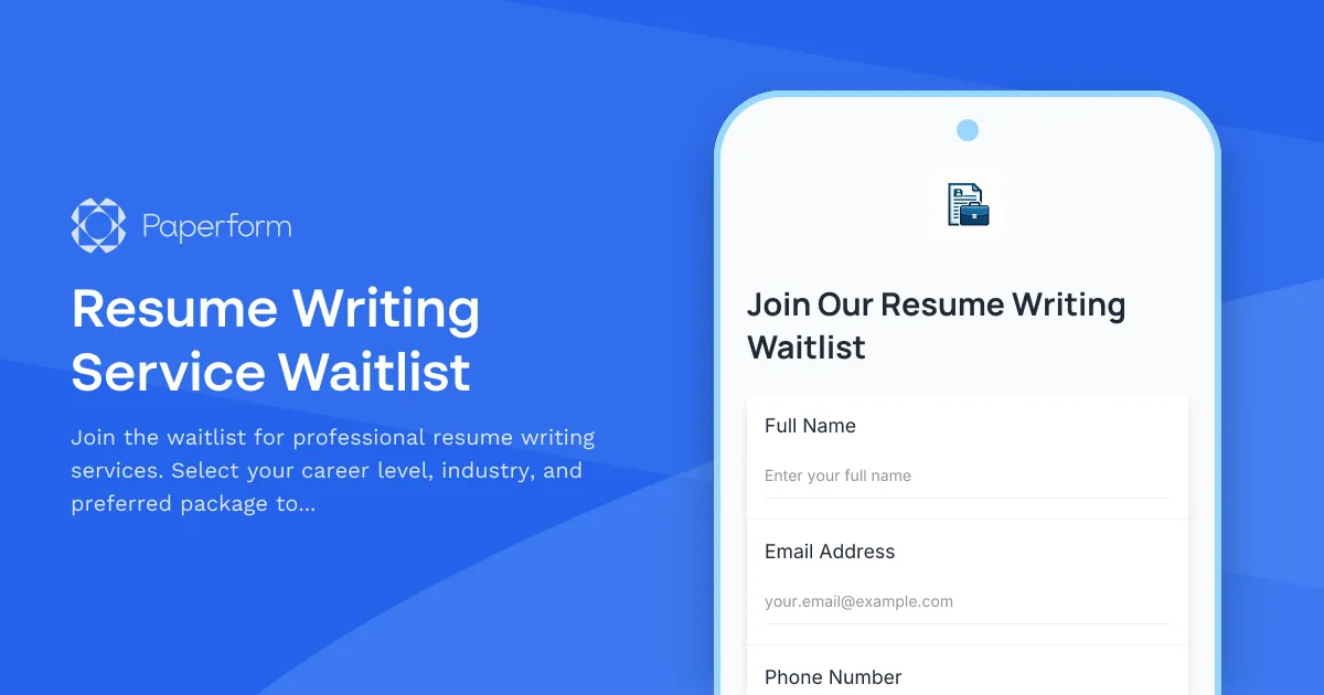 Resume Writing Service Waitlist