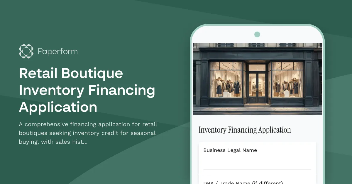 Retail Boutique Inventory Financing Application