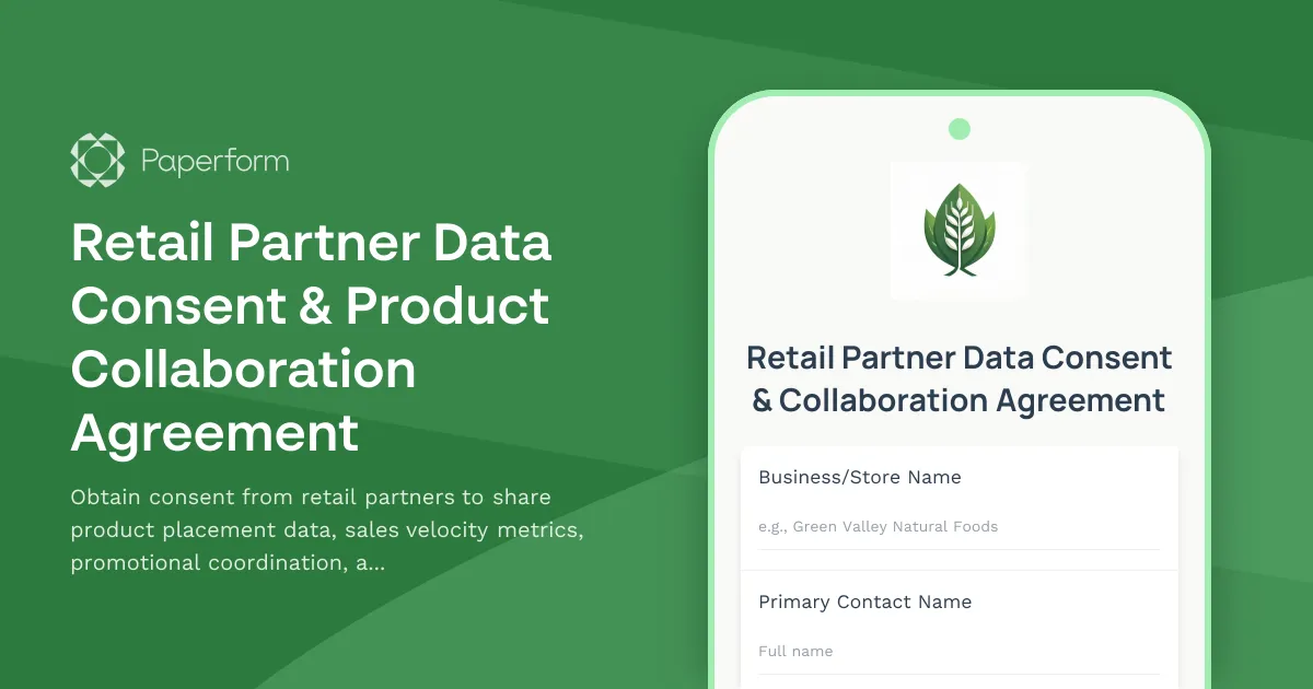 Retail Partner Data Consent & Product Collaboration Agreement