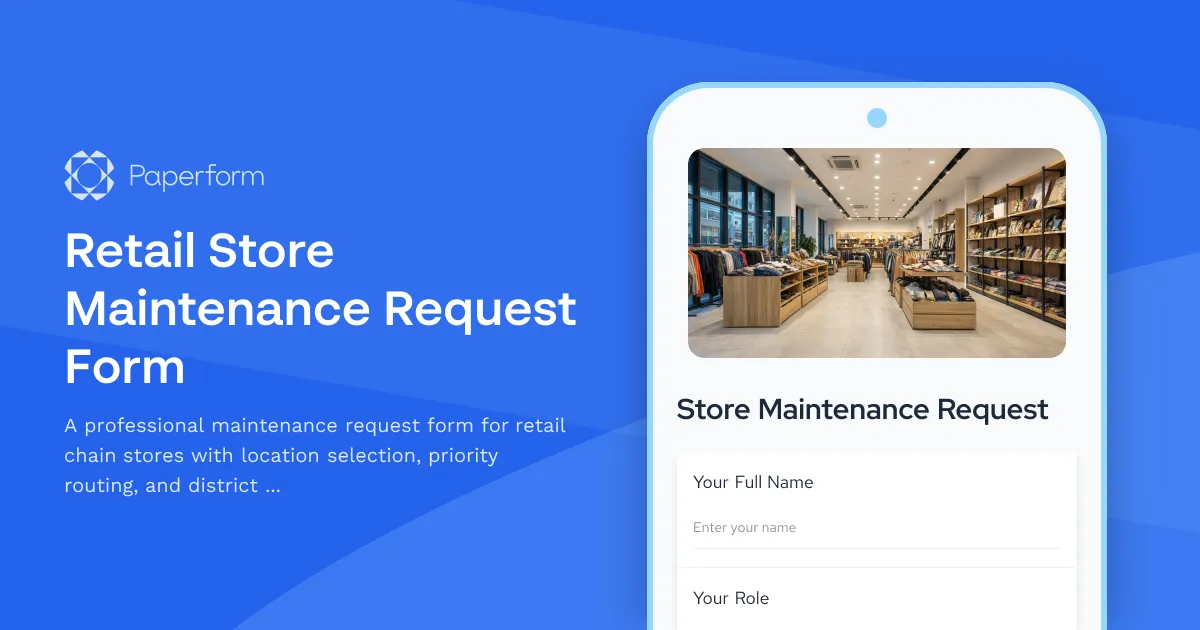 Retail Store Maintenance Request Form