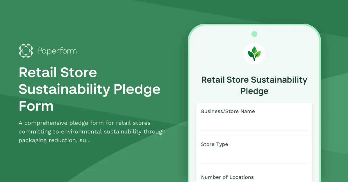 Retail Store Sustainability Pledge Form