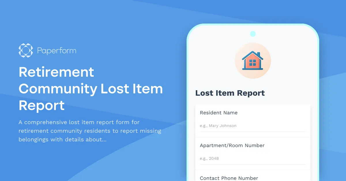 Retirement Community Lost Item Report