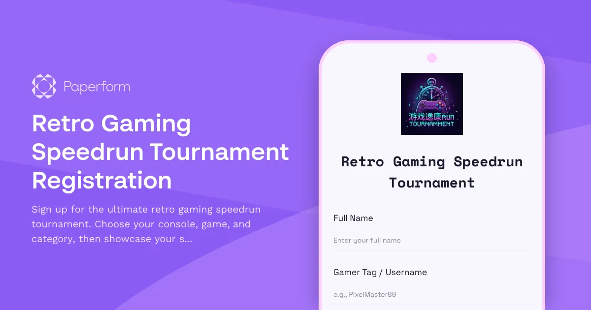 Retro Gaming Speedrun Tournament Registration