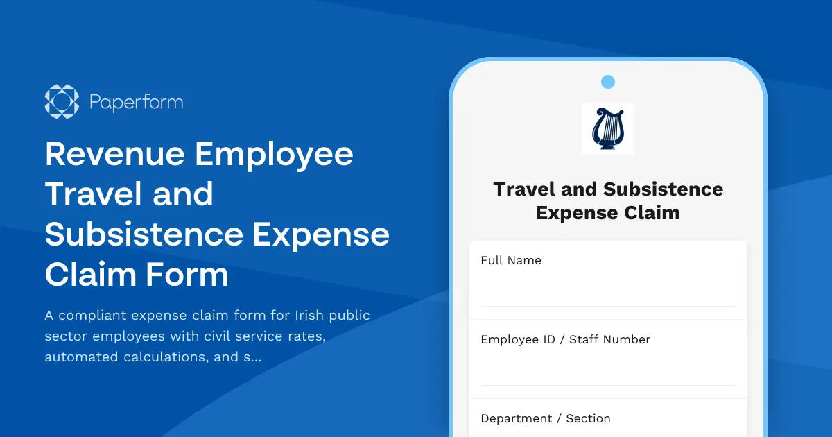 Revenue Employee Travel and Subsistence Expense Claim Form