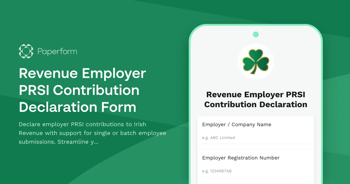 Revenue Employer PRSI Contribution Declaration Form